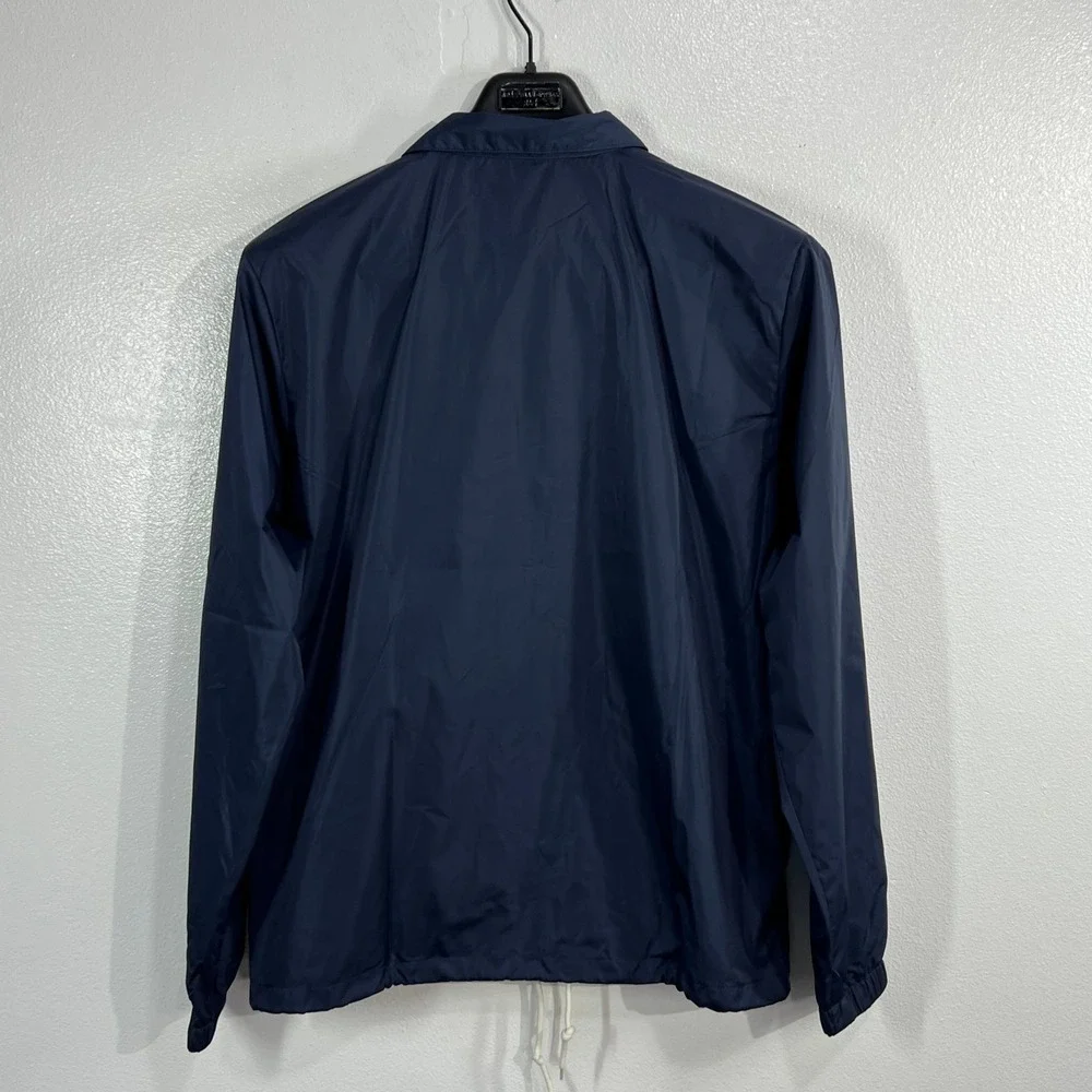 Russell Athletic Mens Large Navy Blue Coaches Jacket Windbreaker Snap Front NEW
